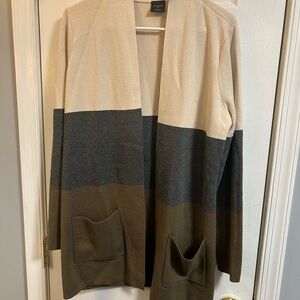 Devotion by Cyrus Cream, Green, Gray Cardigan - Large